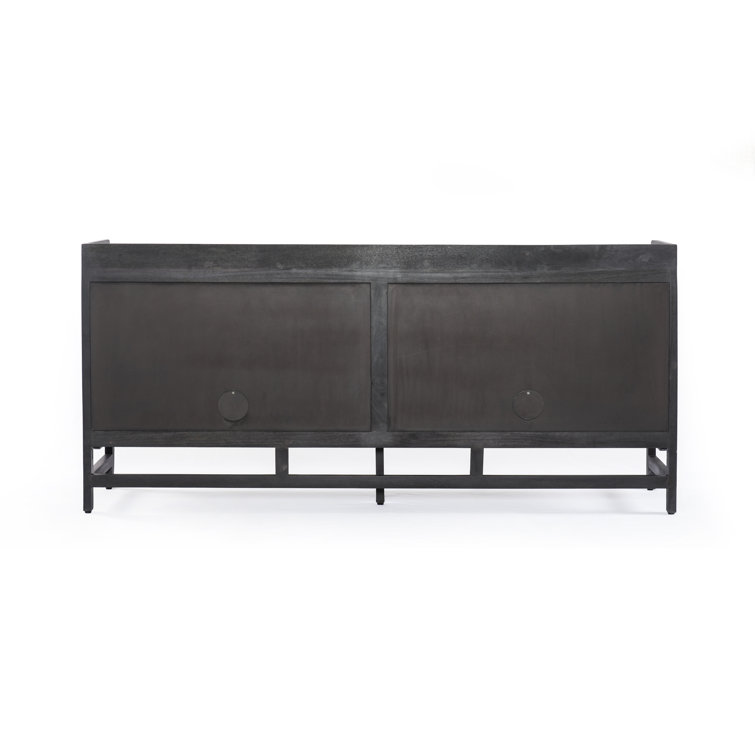 Caprice 72'' Black Wash Mango Wood and Cane Sideboard