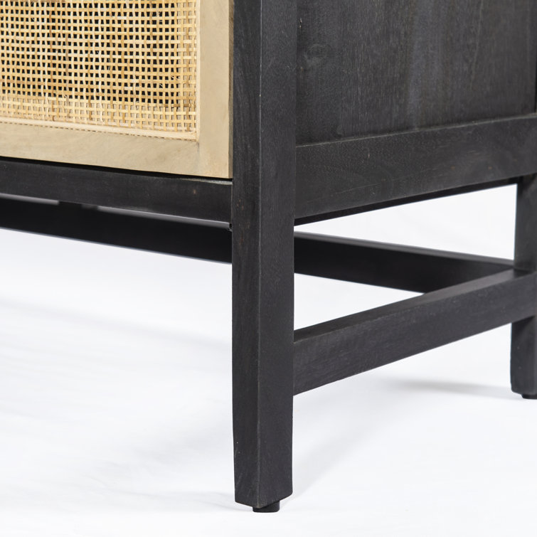 Caprice 72'' Black Wash Mango Wood and Cane Sideboard