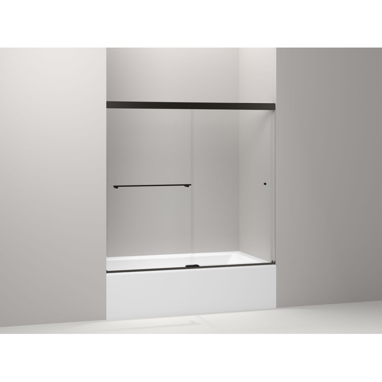 Anodized Dark Bronze Frameless Sliding Bath Door with Crystal Clear Glass