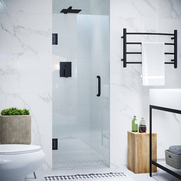 Matte Black 30" x 72" Frameless Hinged Shower Door