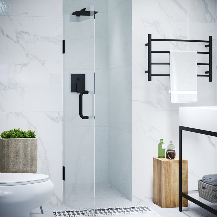 Matte Black 30" x 72" Frameless Hinged Shower Door