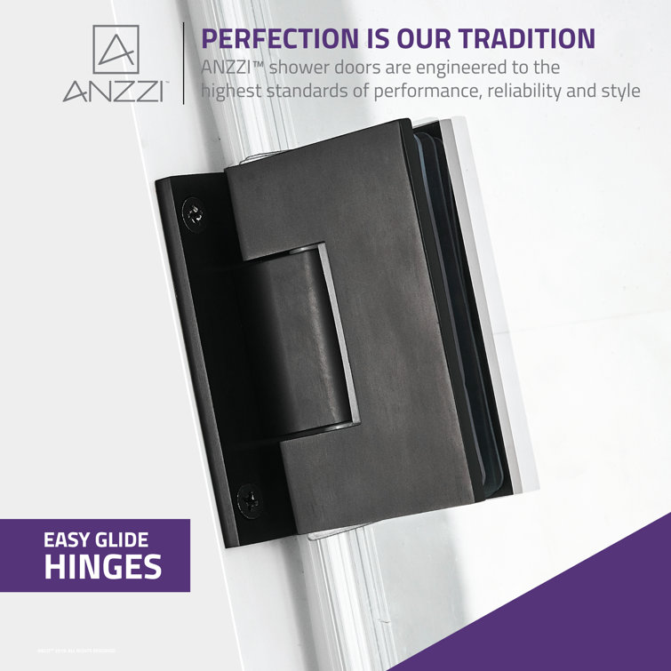Matte Black 30" x 72" Frameless Hinged Shower Door