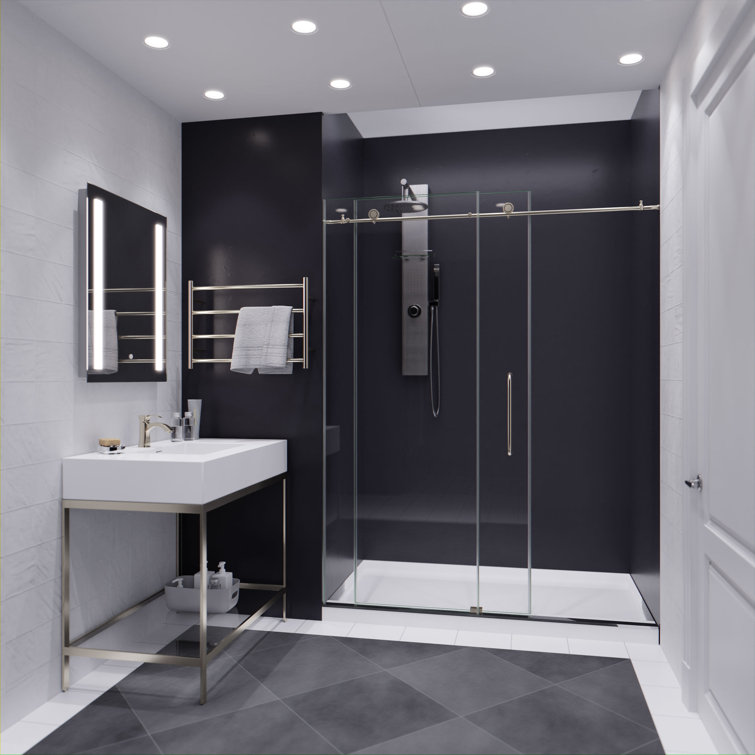 Madam Series 60" x 76" Brushed Nickel Frameless Sliding Shower Door