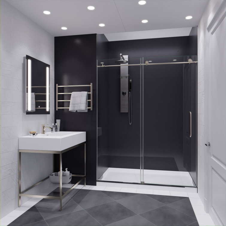 Madam Series 60" x 76" Brushed Nickel Frameless Sliding Shower Door