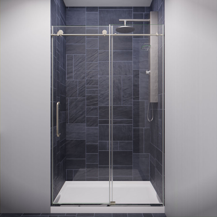 Leon 48" x 76" Brushed Nickel Frameless Sliding Shower Door