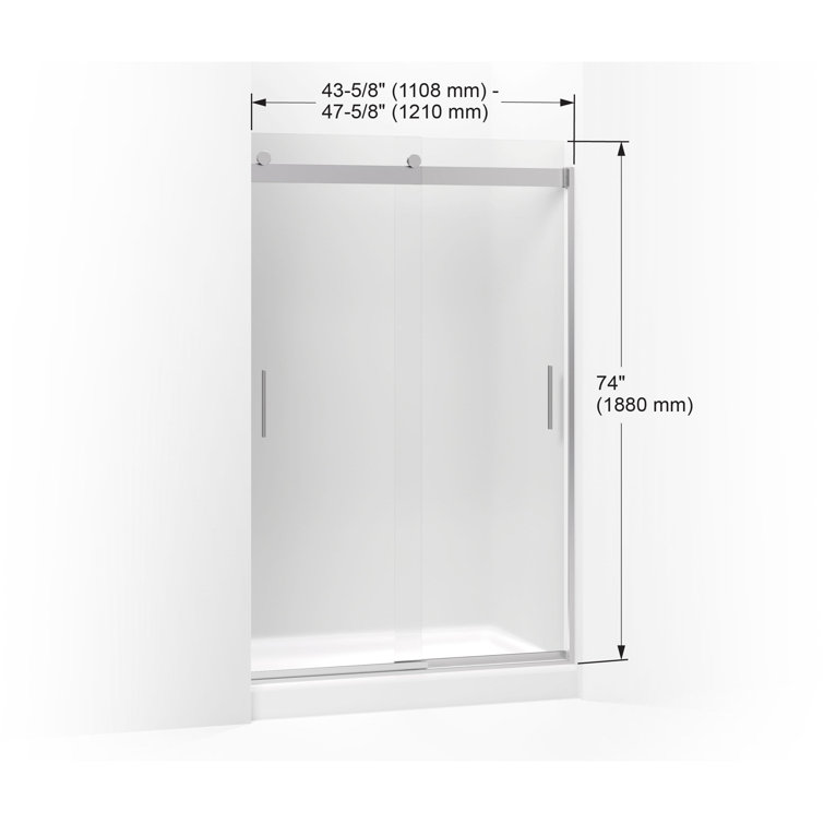 Levity 74" Frosted Glass Sliding Shower Door in Anodized Brushed Bronze