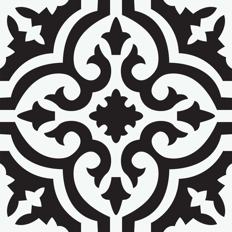 Parma Black and White Vinyl Peel & Stick Floor Tiles
