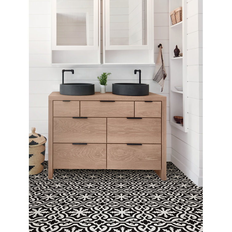 Parma Black and White Vinyl Peel & Stick Floor Tiles