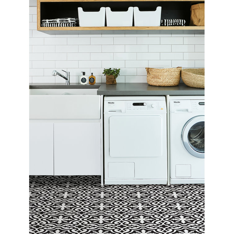 Parma Black and White Vinyl Peel & Stick Floor Tiles