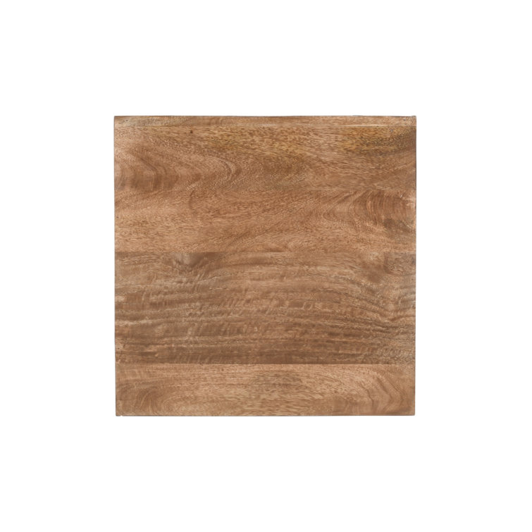 Industrial Brown Wood and Metal Square End Table with Storage
