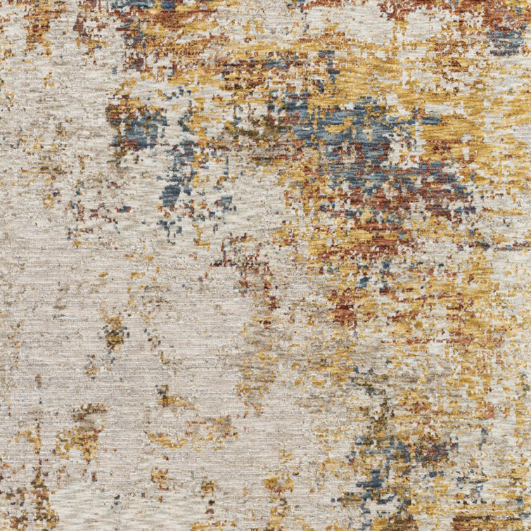 Gray 10' x 14' Washable Synthetic Rectangular Rug