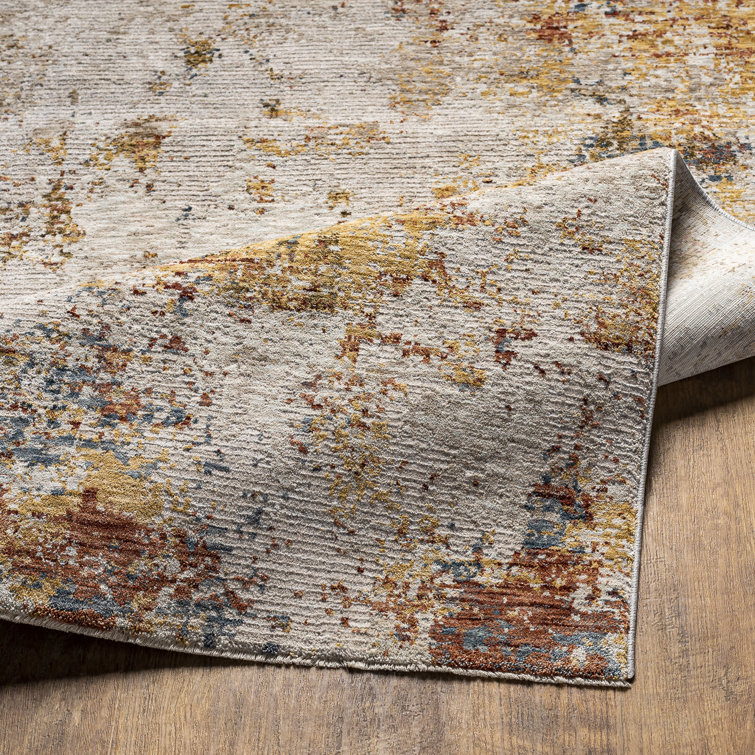 Gray 10' x 14' Washable Synthetic Rectangular Rug