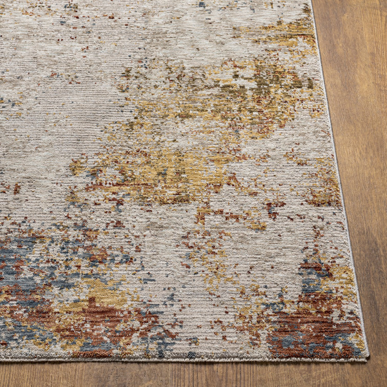 Gray 10' x 14' Washable Synthetic Rectangular Rug
