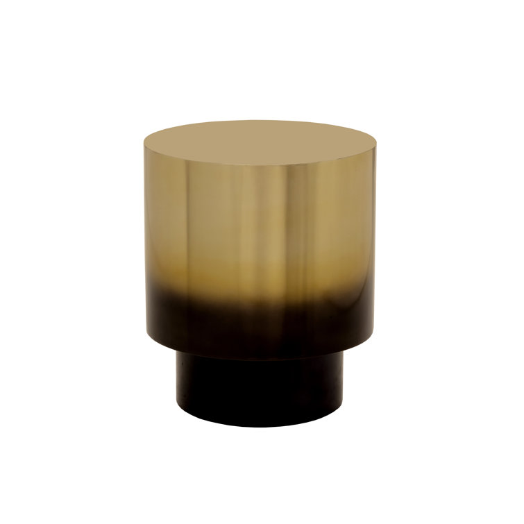 Frida 18" Round Black and Gold Metal End Table