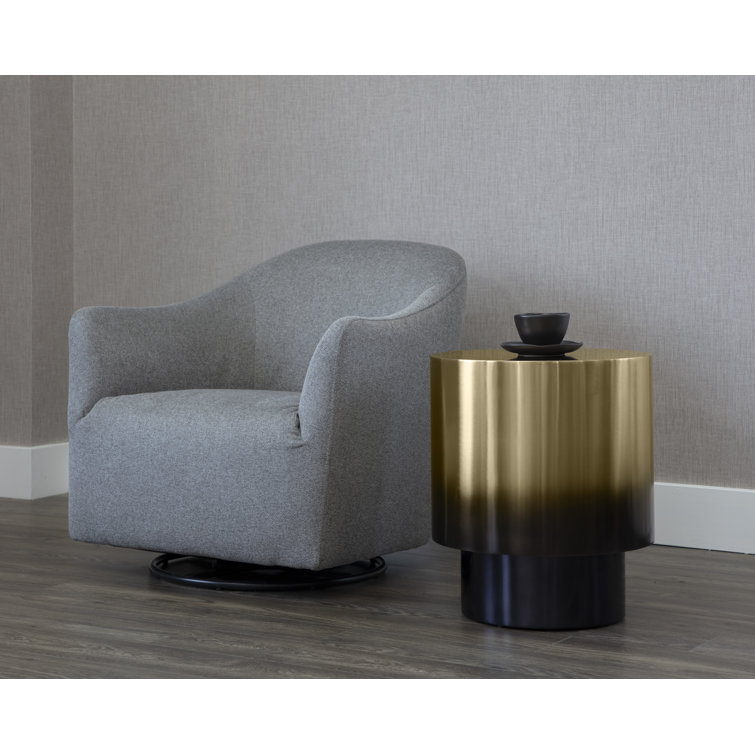 Frida 18" Round Black and Gold Metal End Table