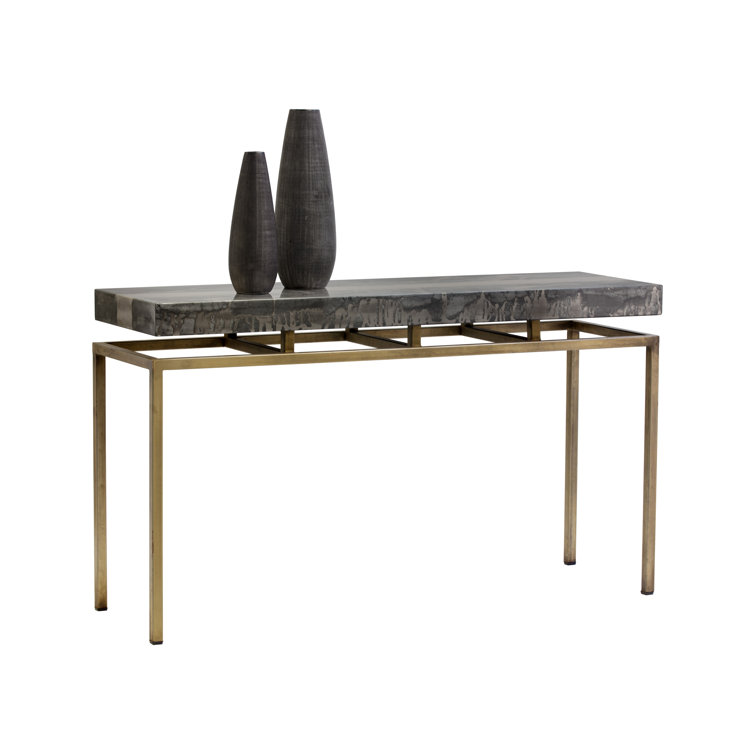 Black and Gold Rectangular Metal Console Table