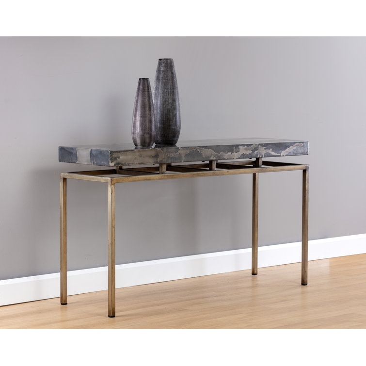 Black and Gold Rectangular Metal Console Table
