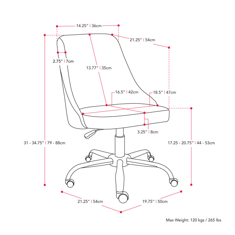Marlowe Dark Blue Woven Fabric Armless Task Chair