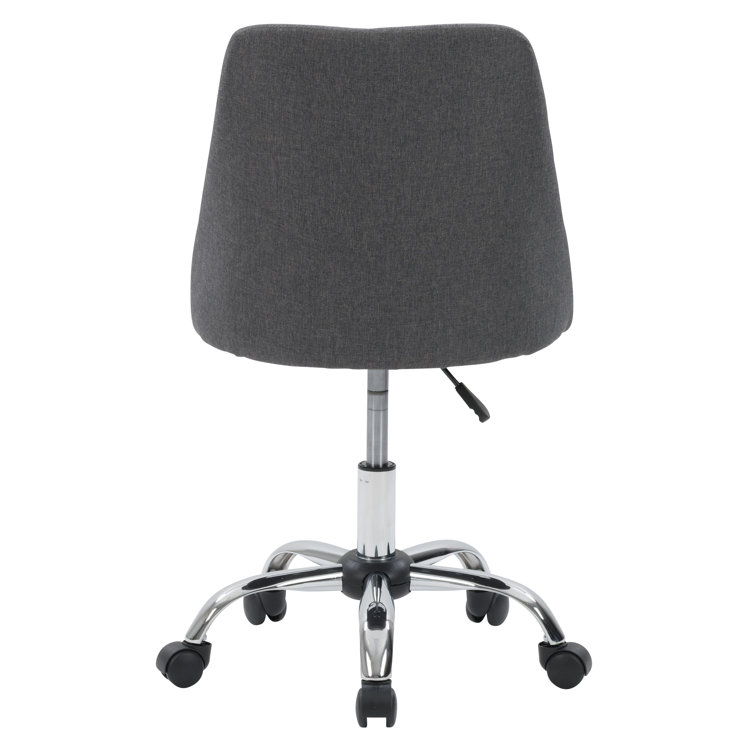 Dark Grey Fabric Upholstered Armless Task Chair with Metal Base