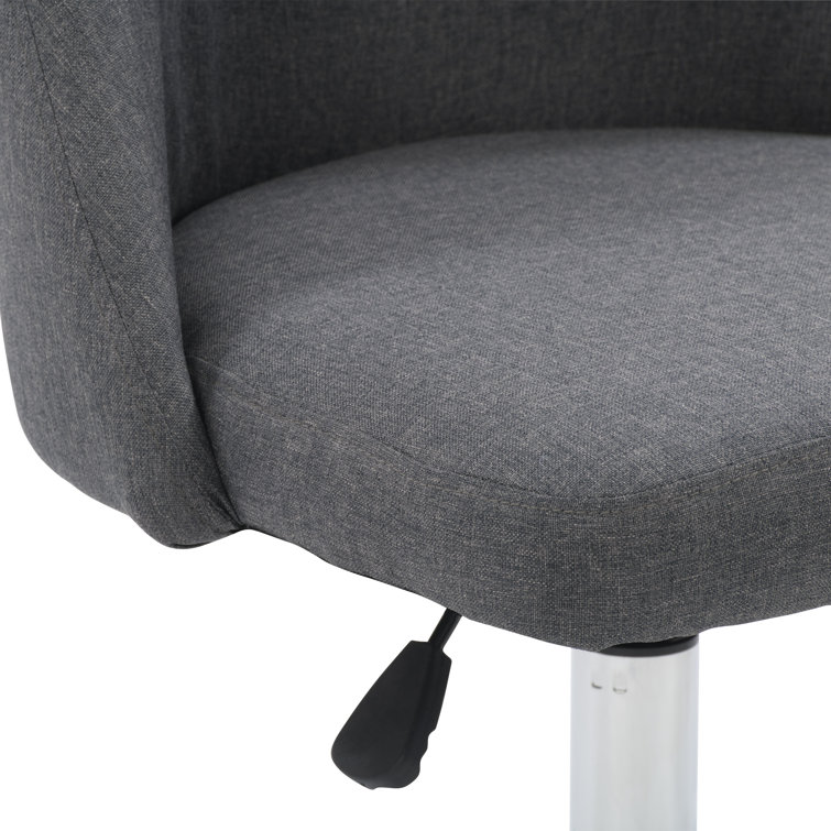 Dark Grey Fabric Upholstered Armless Task Chair with Metal Base