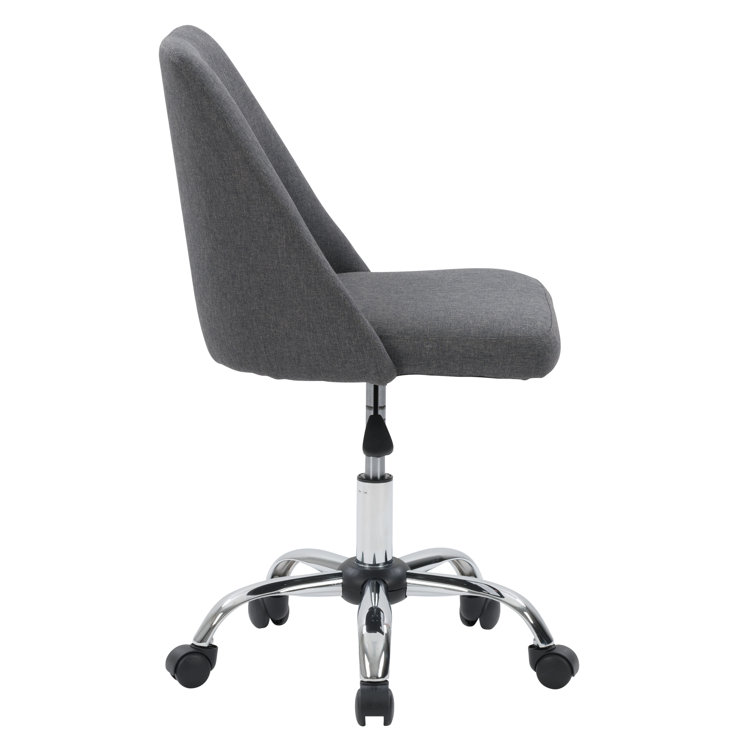 Dark Grey Fabric Upholstered Armless Task Chair with Metal Base