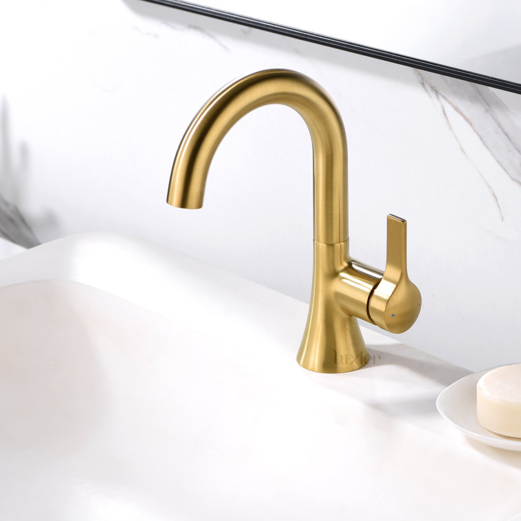 Brushed Gold Single Handle Bathroom Faucet with Drain Assembly