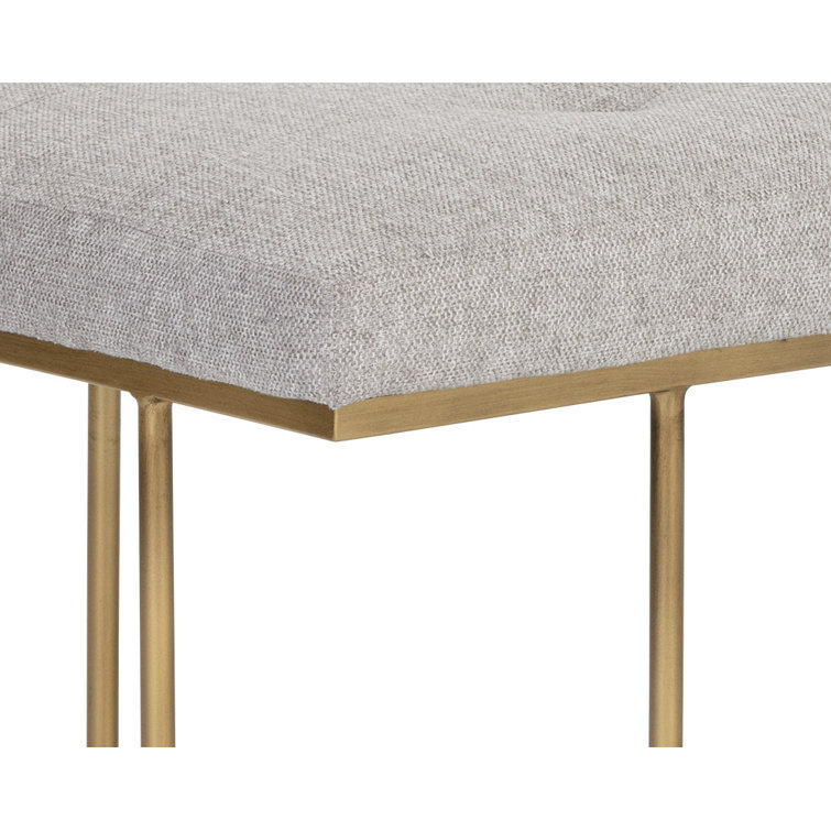 Maverick 55" Gray Upholstered Bench with Metal Legs