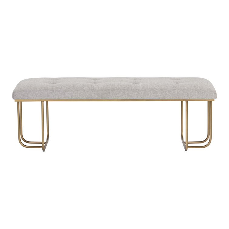 Maverick 55" Gray Upholstered Bench with Metal Legs