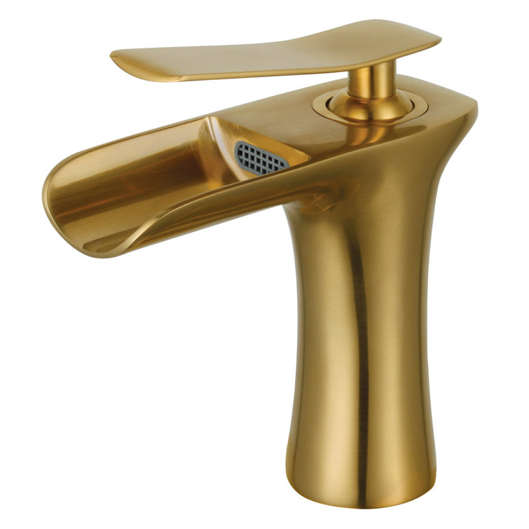 Brushed Brass Executive Single-Handle Bathroom Faucet with Push Pop-Up