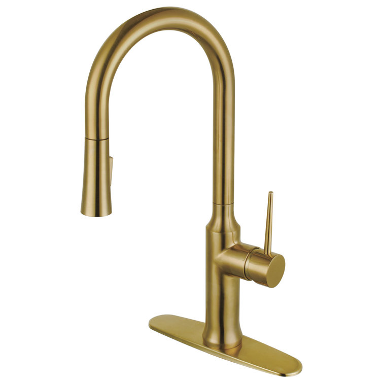 Brushed Brass Single-Handle Pull-Down Kitchen Faucet