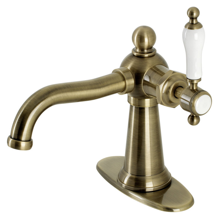Nautical Antique Brass Single-Handle Bathroom Faucet with Pop-Up Drain