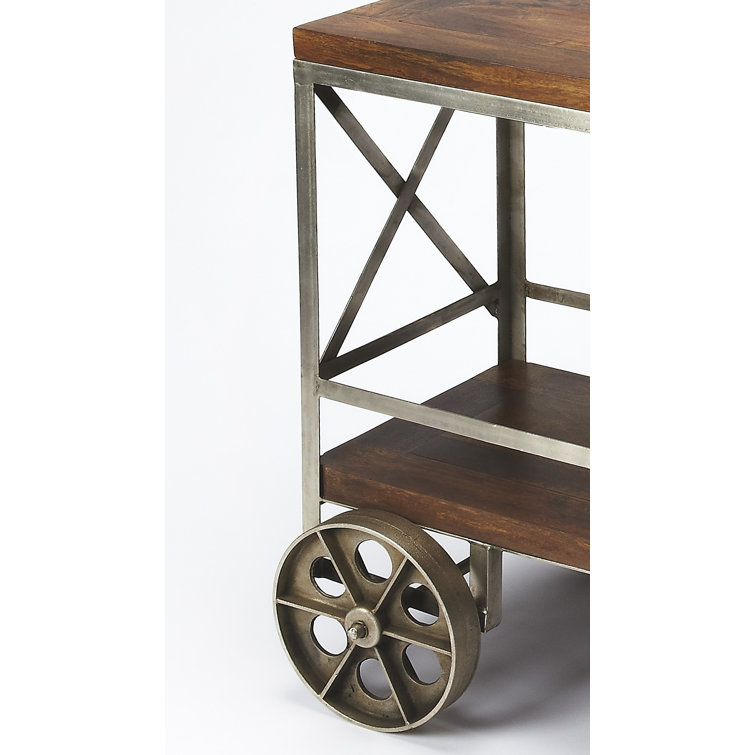 Industrial Chic Multi-Color Wood and Metal Bar Cart