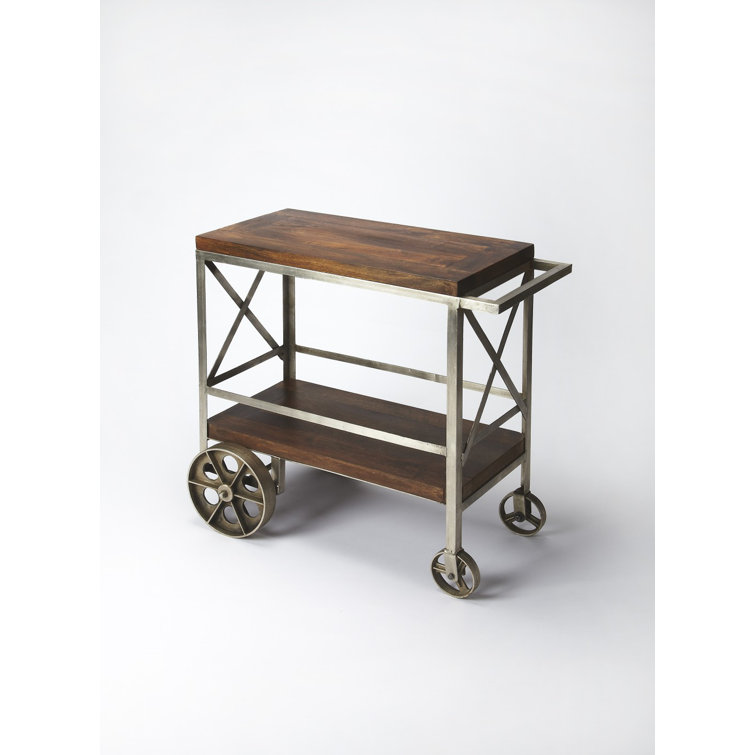 Industrial Chic Multi-Color Wood and Metal Bar Cart
