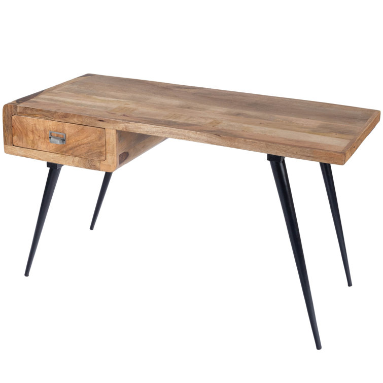 Black Mango Wood Desk with Storage Drawer