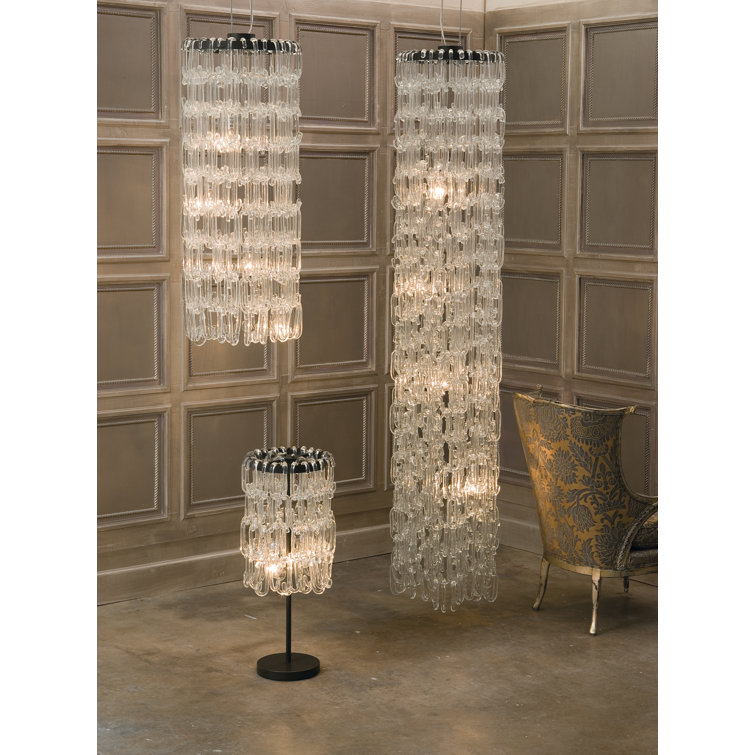 48'' Nickel and Crystal 4-Light Chandelier
