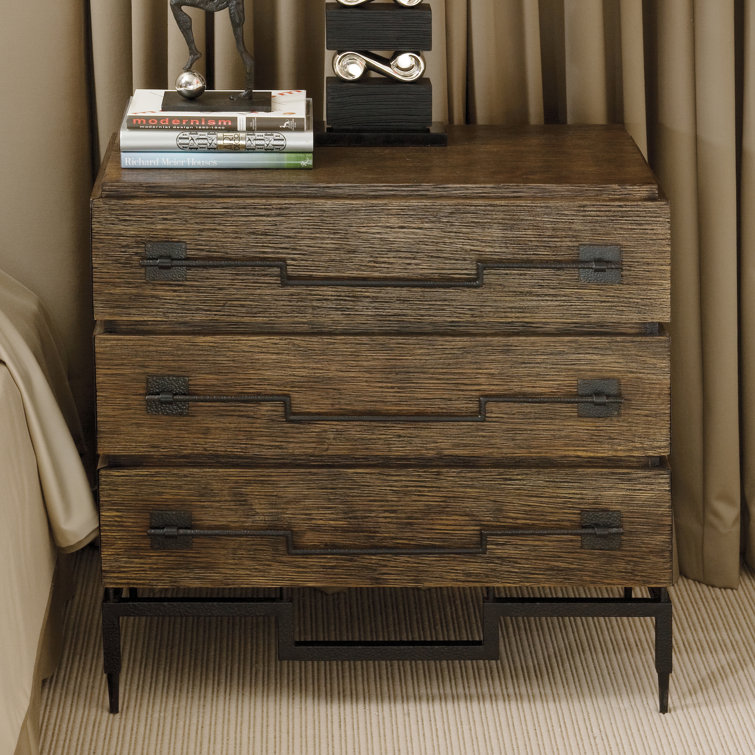 Industrial Scratch Three-Drawer Chest in Satin Black and Dark Mango Wood