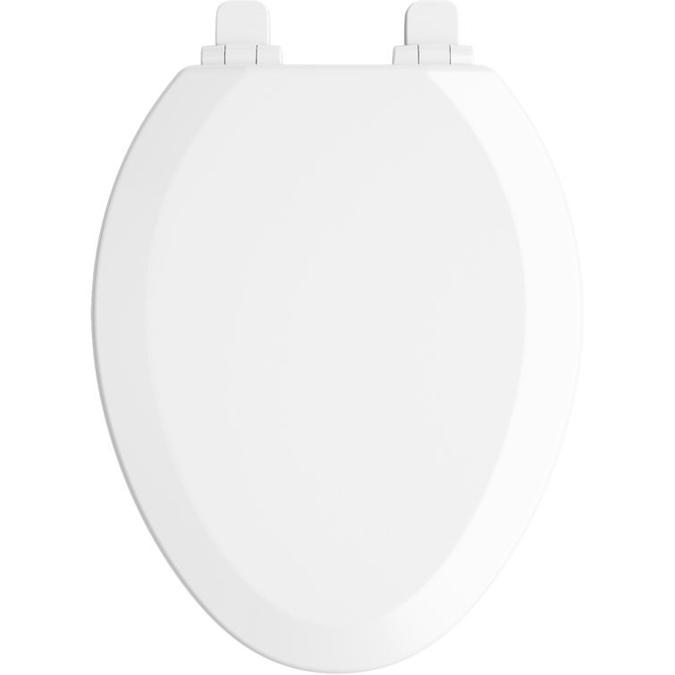 White Elongated Quiet-Close Toilet Seat with Plastic Hinges