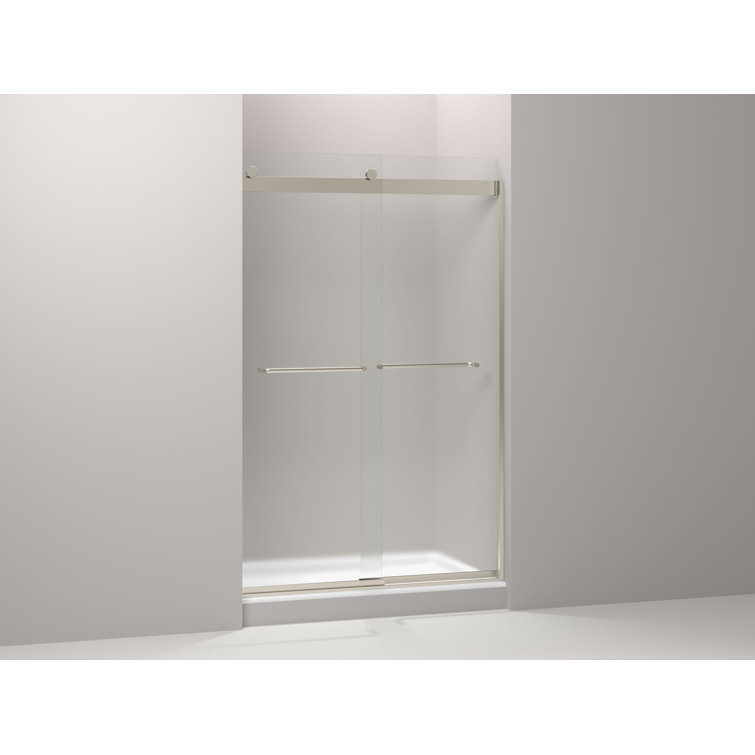 Levity 47.63" x 74" Clear Glass Bronze Frame Sliding Shower Door