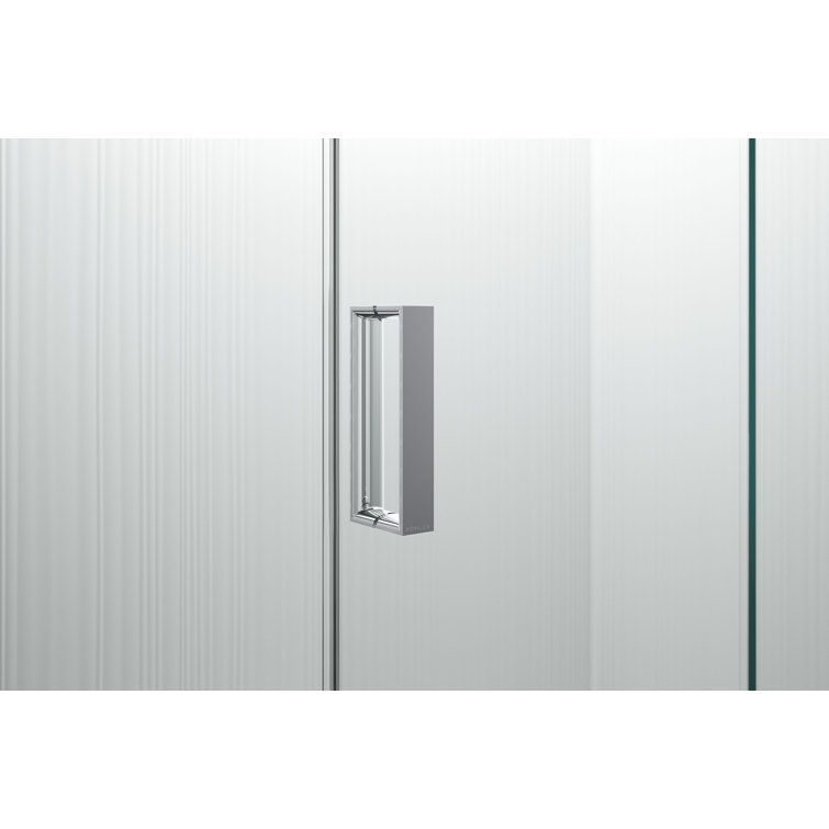 Aerie Bright Polished Silver Frameless Pivot Shower Door with Clear Glass