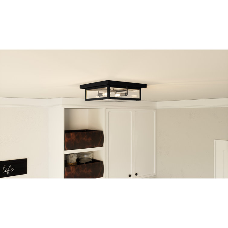 Earth Black Glass Flush Mount Ceiling Light with Clear Panels