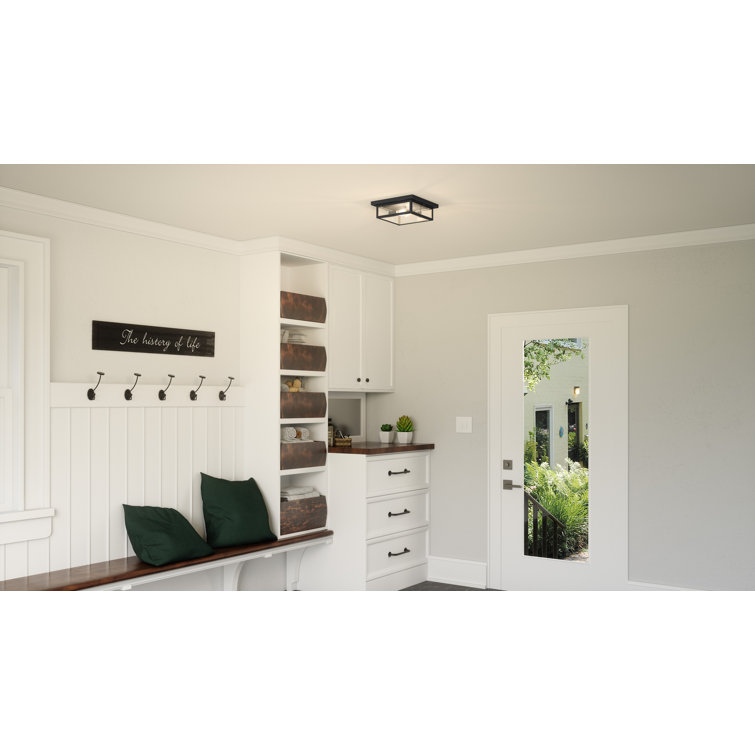 Earth Black Glass Flush Mount Ceiling Light with Clear Panels