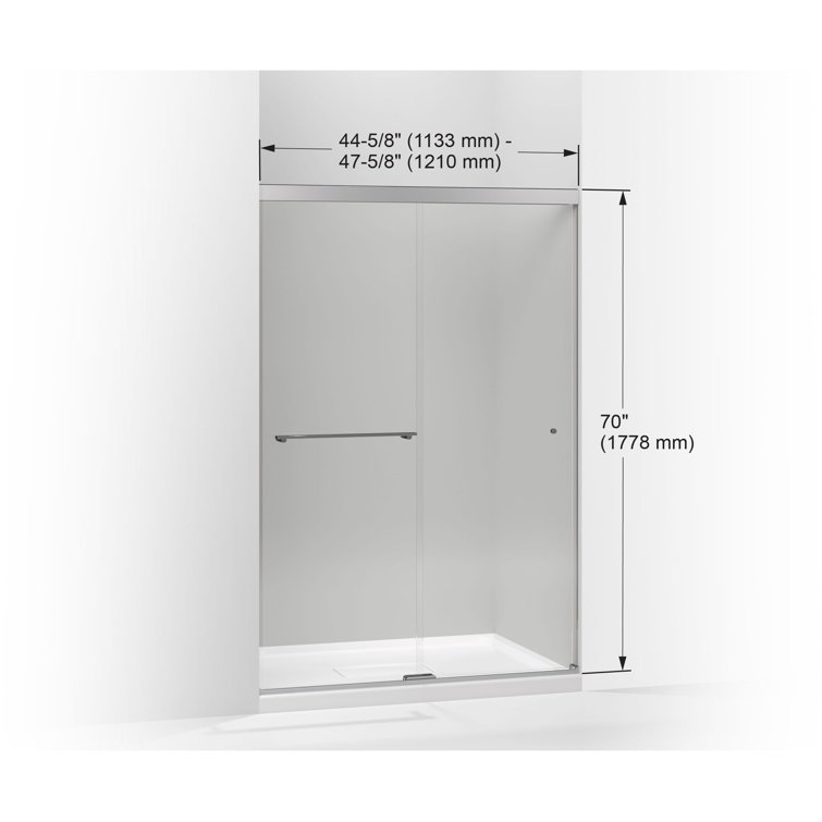 Anodized Brushed Nickel Frameless Sliding Shower Door with Clear Glass