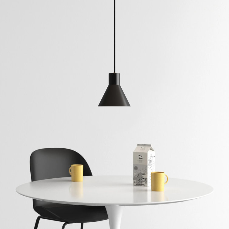 Black and Satin Brass Adjustable Single Light Pendant