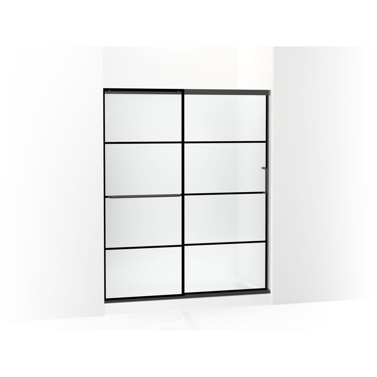 Elate Matte Black Sliding Shower Door with Frosted Glass