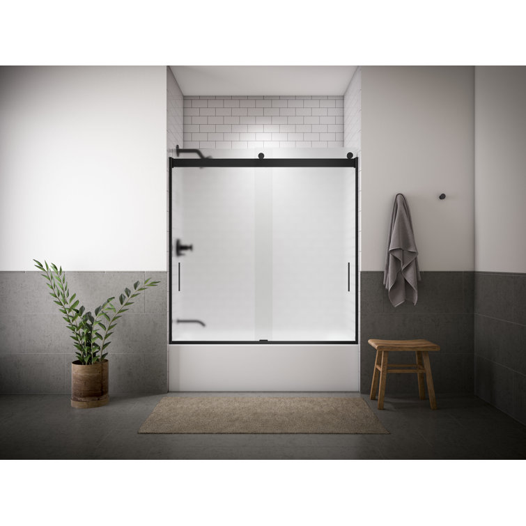 Levity Matte Black 60" x 62" Sliding Bath Door with Clear Glass