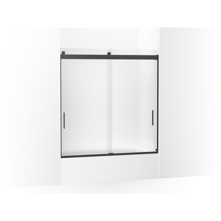 Levity Matte Black 60" x 62" Sliding Bath Door with Clear Glass