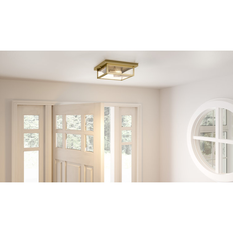 Earth Black Glass Flush Mount Ceiling Light with Clear Panels