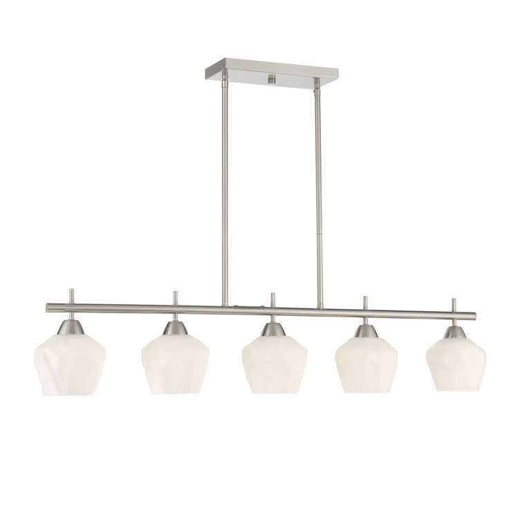 Camrin 5-Light Brushed Nickel and Glass Island Pendant