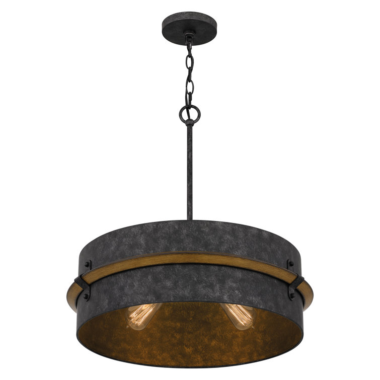 21" Brown Glass Drum Pendant Light for Indoor/Outdoor