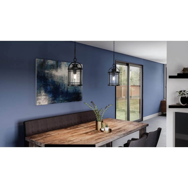 Mystic Black Glass Mini Pendant Light with Brushed Nickel Accents